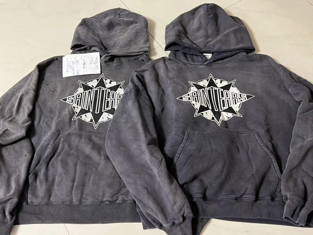 Proofing vS ZP DENIM TEARS x SAINT Mxxxxxx SAINT TEARS Hoodie/BLK Pentagram cotton ripped distressed hoodie washed black S-XL